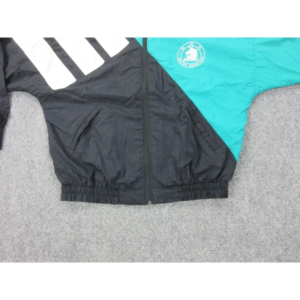 Vintage Boston Marathon Jacket Mens Large‎ Teal Black Running Adidas USA BAA 90s